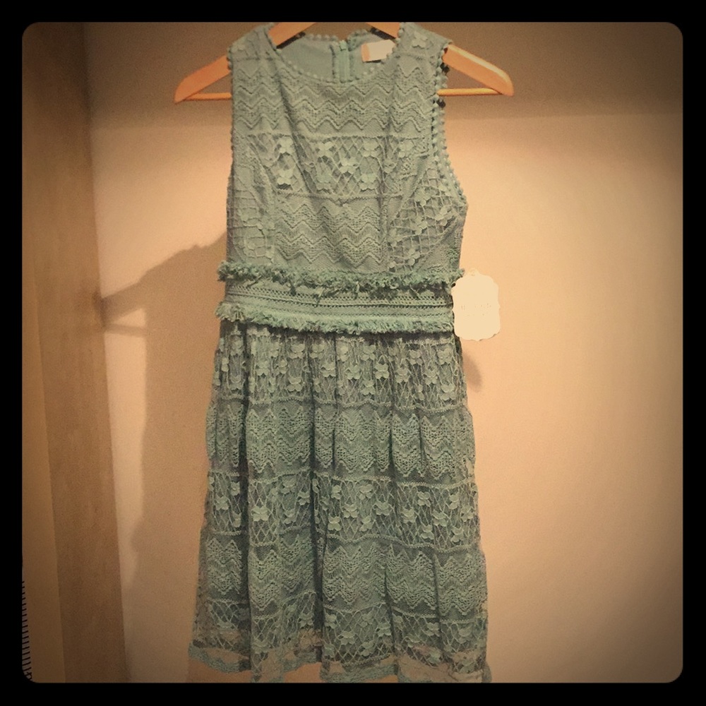 NWT Altar’d State dusty sage lace crochet dress S